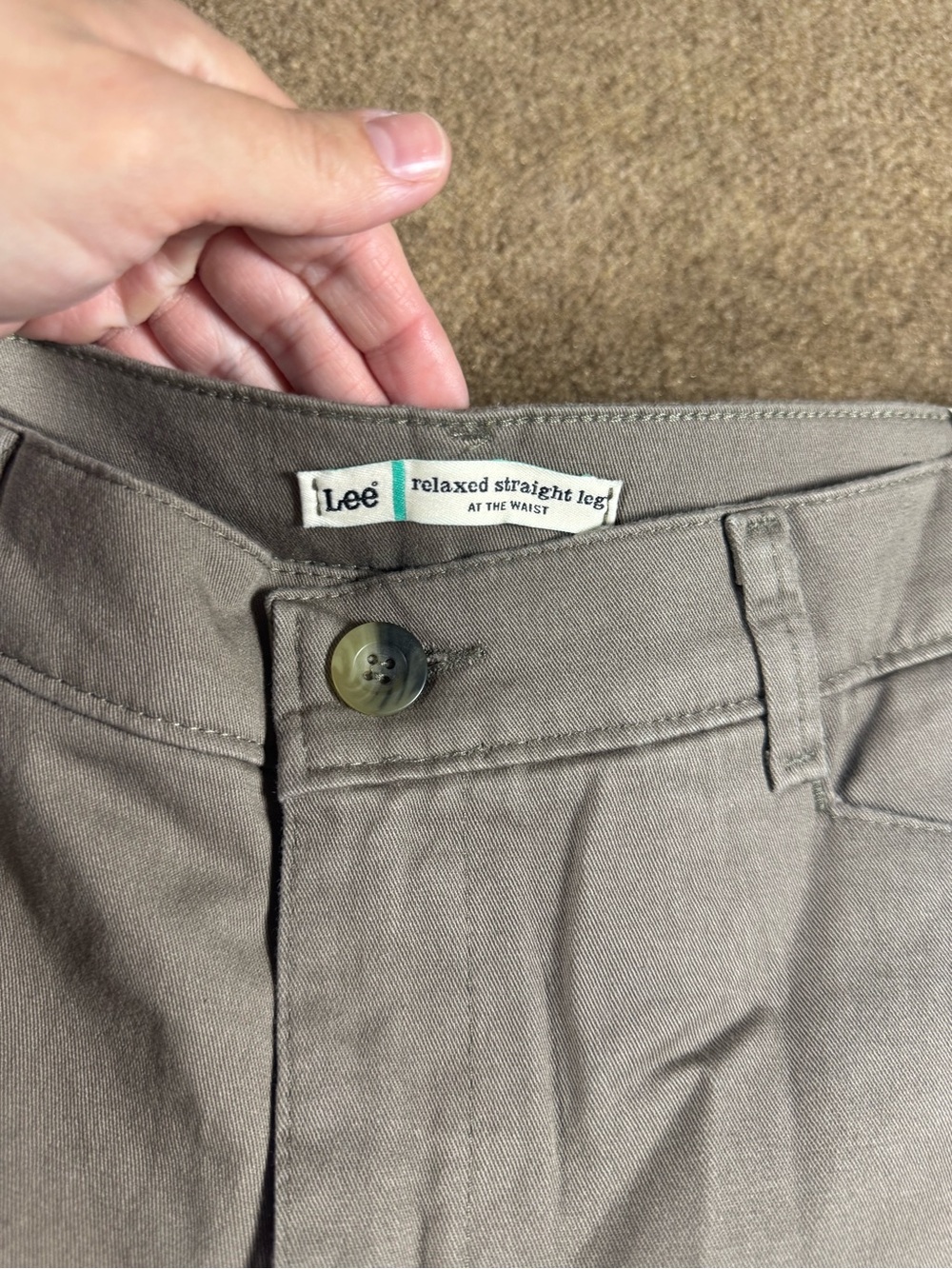 Lee Relaxed Plain Front Straight Leg Gray Brown Pants Size 12 Long - Picture 3 of 12